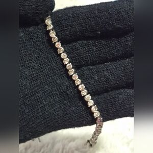 Vintage Sterling Silver Tennis Bracelet CZ Rhinestone Small MCM 925 Sparkly